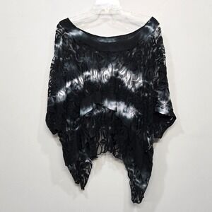 Vintage Made In Italy Lace Top XL Tie Dye Oversized Sheer Floral Goth Whimsigoth